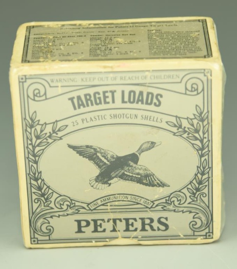 Lot 3331 - Vintage box of Peters “Blue Magic” 12 gauge 8 shot (box is sealed in plastic)