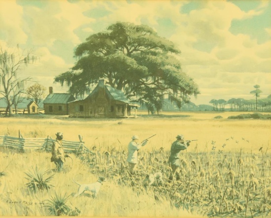 Lot 3396 - A. Lassell Ripley (1896-1969) Framed QUAIL hunting print c. 1946 18”x 16”