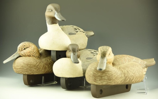 Lot 3481B - (2) Pairs of Mike Smyser 2005 Pintail Decoys hen and drake signed and  numbered