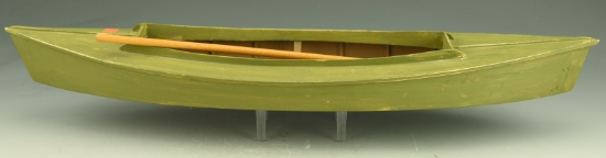 Lot 3410 - Miniature marsh gunning skiff model with paddle 18” signed Will Williams 1996