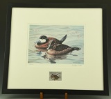 Lot 3357 -1989 Federal Migratory framed Ruddy Duck print by Chris White S/N 115/1500