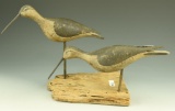 Lot 3397 - Pair of Standing Long Billed Dowitchers on driftwood Branded NW  New  Jersey Origin