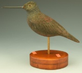 Lot 3431 - Hand carved Woodcock on stand (unsigned) 9”
