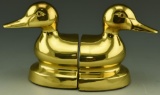 Lot 3459 - Pair of figural brass duck head bookends