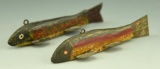 Lot 3464 - (2) Primitive carved fish decoys from the Great Lakes Region all original  paint and