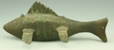 Lot 3471 - Primitive carved Perch decoy from the Great Lakes region great form and  original
