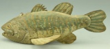 Lot 3472 - Primitive carved Small Mouth Base fish decoy from the Great Lakes Region nice  form