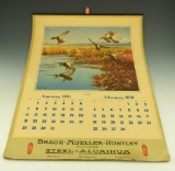 Lot 3532 - Vintage Brace-Mueller-Huntley 1951 Waterfowl themed Advertising calendar (18”x24”)
