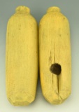 Lot 3533 - Pair of vintage carved wooden corn cobs 9 ½”