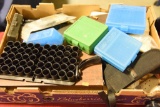 Lot 3543 - Large flat of shooting supplies to include: ammo organizers, clips, Uncle Mikes