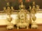 Lot 1341 - (3) Piece 19thC French bronze clock and candelabra set: clock comes with key