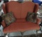 Lot 1569 - Queen Anne style centennial handmade wingback settee with turned stretcher base and
