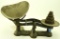 Lot 1678 - Old iron balance scale with weights and tray