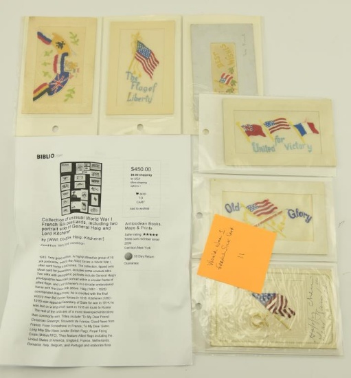 Lot 1241 - (12) World War I era embroidered silk postcards