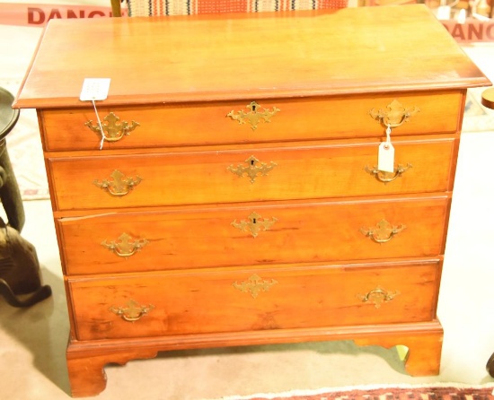 Lot 1369 - Eastern Shore MD Antique 4 drawer Chippendale chest with brasses