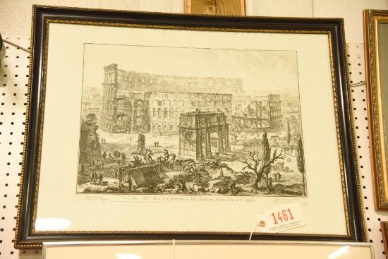 Lot 1461 - Early Italian Canaletto engraving depicting a view of the Coliseum (31” x 23 ½”)