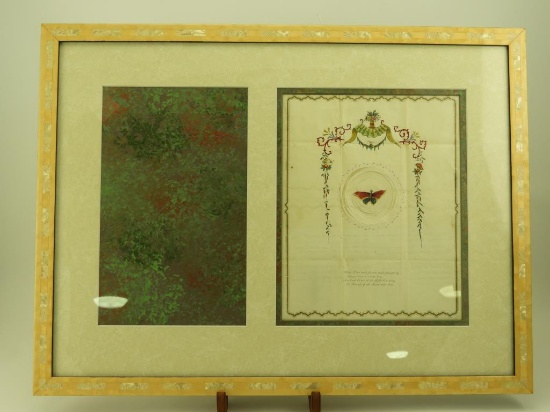 Lot 1566 - Early handwritten American Valentine with cut paper design and watercolor paintings