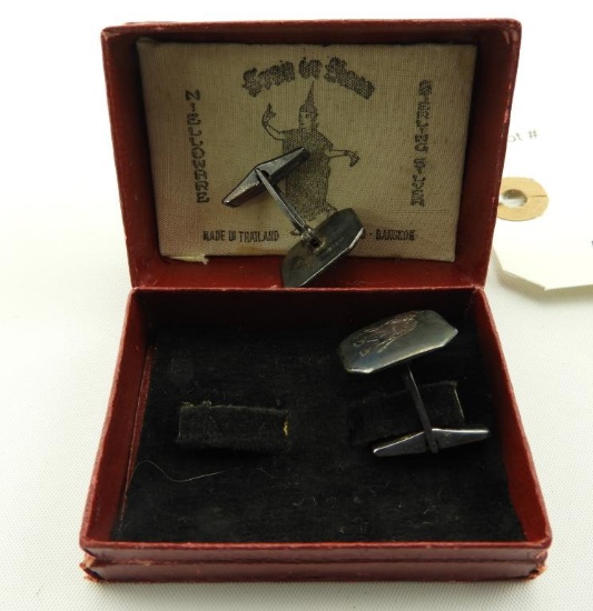 Lot 1622 - Siam niello sterling silver elephant cufflinks in original box
