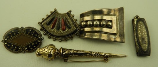 Lot 1623 - (5) Pieces of jewelry: one Catherine Popesco of France, 3 piece of silver, and a brooch