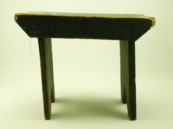 Lot 1672 - Primitive green painted mortised stool