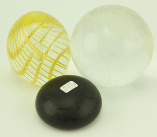 Lot 1675 - (3) Art glass paperweight: one is very early