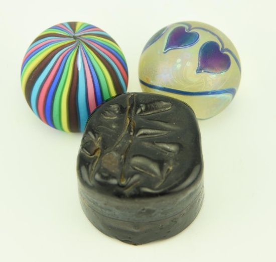 Lot 1680 - (3) Art glass paperweights