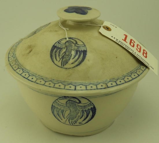 Lot 1698 - Oriental porcelain bowl along with a Buffalo pottery vase with a floral blue and white