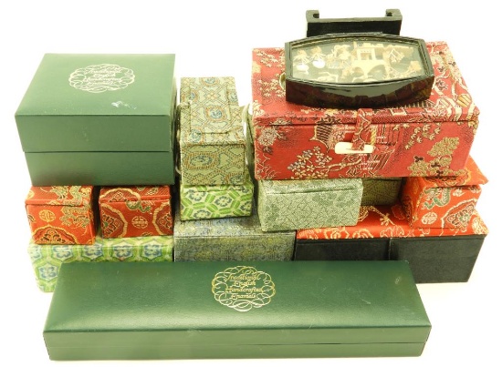 Lot 1705 - Large lot consisting of carved stone chops, paste boxes, a cork diorama, an English