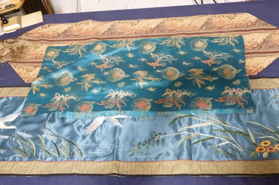 Lot 1715 - (3) Textiles: one is a Chinese silk embroidery