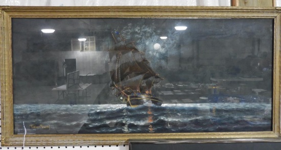 Lot 1725 - Taber Prang Co. lithograph of a ship painting at sea (38 ½” x 18 ½”)