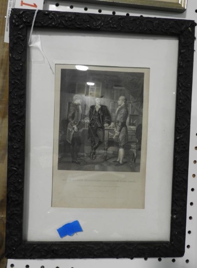 Lot 1733 - Early engraving depicting Baron De Kale introducing Lafayette to Silas Deane: in
