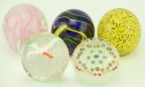 Lot 1245a - (5) Gentile WV Glass paperweights: all signed