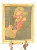 Lot 1335 - Chromolithograph portrait depicting Beethoven with over painted details after a pain