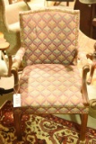 Lot 1365 - Upholstered  brass tacked arm chair (36 1/2” in height)