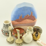 Lot 1406 - (8) pieces of southwestern Native American art pottery along with a Greek or Marble