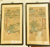 Lot 1509 - Pair of (2) Chinese paintings on silk in matching frames (20” x 36”)