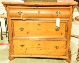 Lot 1551 - Unusual Delaware antique pine 3 drawer chest: brasses look like they could possibly
