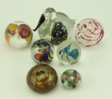 Lot 1681 - (6) Art glass paperweights: 4 are signed, etc.