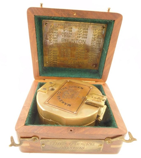 Reproduction Thomas J. Evans Brass Compass in presentation box    