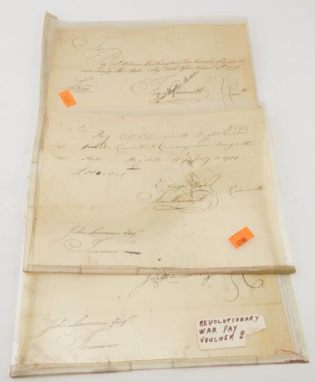 3 Revolutionary War pay vouchers     