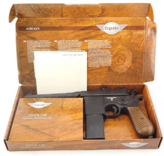 Legends C96 Co2 air pistol: in original box With later added Nazi insignia   