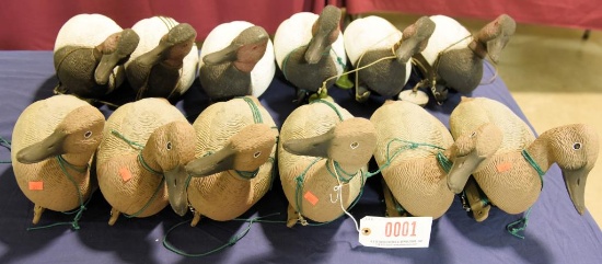 Lot #1 -  "One dozen G&H Canvasback hunting decoys (6) Drakes and (6) Hens. All rigged with line