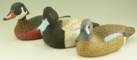 Lot #22 - (3) Decoys by the Wessell’s family, Lee Mont, VA to include: Blue Wing teal, Wood Duck