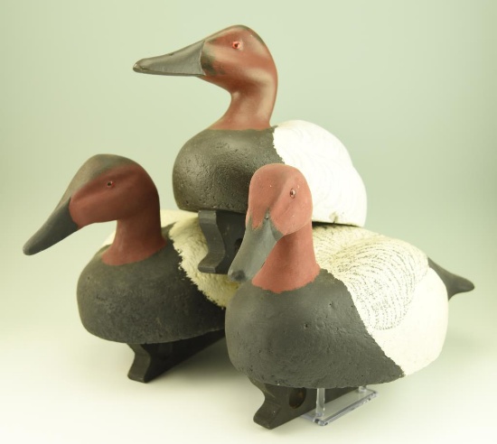 Lot #26 - (3) Cork Body Canvasback drake decoys signed R. Wink (excellent condition)
