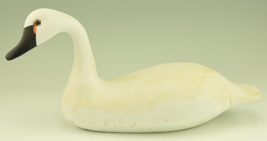 Lot #28 - Half size carved Tundra Swan signed P.E.W. Wessells family Lee Mont, VA