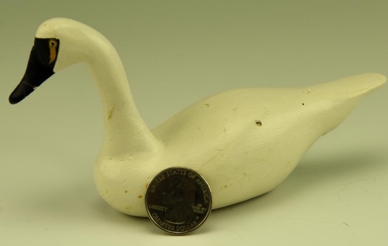 Lot #5 - 1988 Miniature Carved Tundra Swan by Clarence “Titbird” Bauer, Havre de Grace, MD