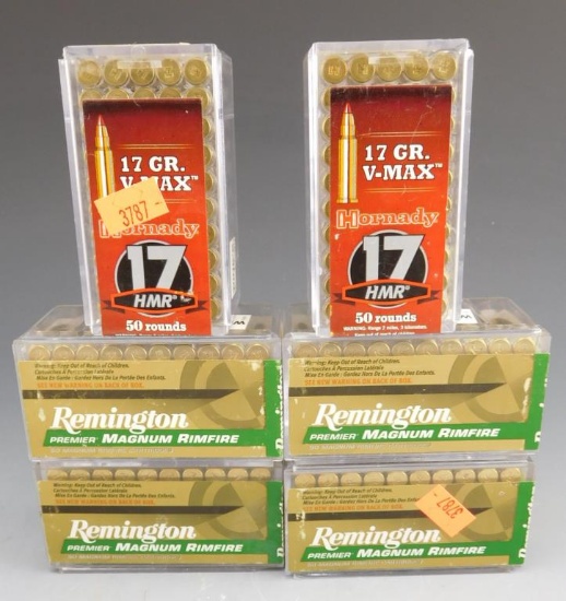 Lot #125 - (100) rounds of Hornady 17HMR, 17GR, V-Max, (200) rounds of Remington 17 HMR, 17  GR