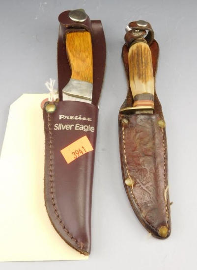 Lot #19 - Bear Mrg. Precise Silver Eagle knife in shealth (6”), Vintage Solingen Sabre  Monarch