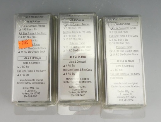 Lot #26 - (3) Kimber 1911 .45 ACP STS 14 Round stainless double stack Mags (NEW IN PACKAGING)