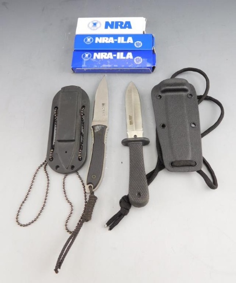 Lot #275 - (3) NRA pocket knives, (2) Neck knives, cold steel